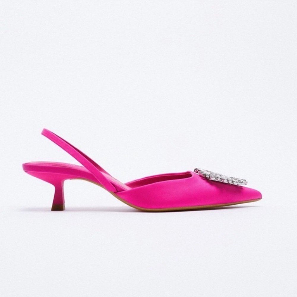 NWT Zara Shimmery Slingback Heels - Picture 5 of 10